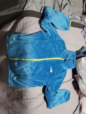 The North Face Bright Blue Fleece Jacket with Yellow Trim